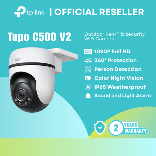 [C500] Tapo C500 V2 Outdoor WiFi Camera 360° Pan/Tilt + Full HD 1080P + Color Night Vision (C500) | itw