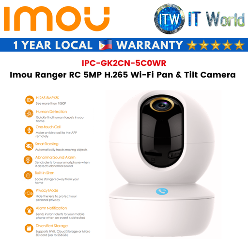 [IPC-GK2CN-5C1WR] Imou Ranger RC 5MP H.265 Wi-Fi Pan & Tilt Camera (IPC-GK2CN-5C1WR)