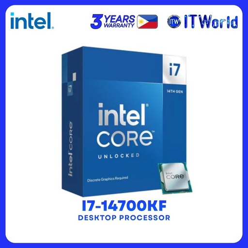 [BX8071514700KF] Intel Core i7-14700KF 33MB Cache, up to 5.60Ghz Desktop Processor itw