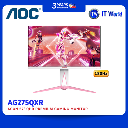 [AG275QXR 180Hz] AOC AG275QXR - Pink Gaming Monitor - 27" IPS 180Hz 2560 × 1440 QHD | itw