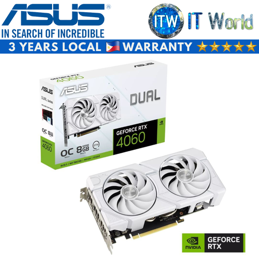 [ASUS DUAL-RTX4060-O8G-EVO-WHITE] Itw | ASUS RTX 4060 EVO White Edition 8GB GDDR6 Geforce Graphic Card (DUAL-RTX4060-O8G-EVO-WHITE)