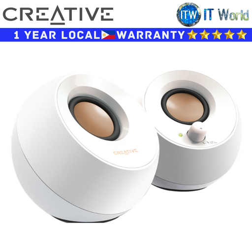 [MF1680-WHITE] Itw | Creative Computer Speaker Pebble MF1680 Modern 2.0 USB (Black | White) (White)