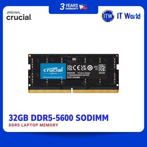 [CT32G56C46S5] Crucial CT32G56C46S5 32GB DDR5-5600 SODIMM Laptop Memory | itw