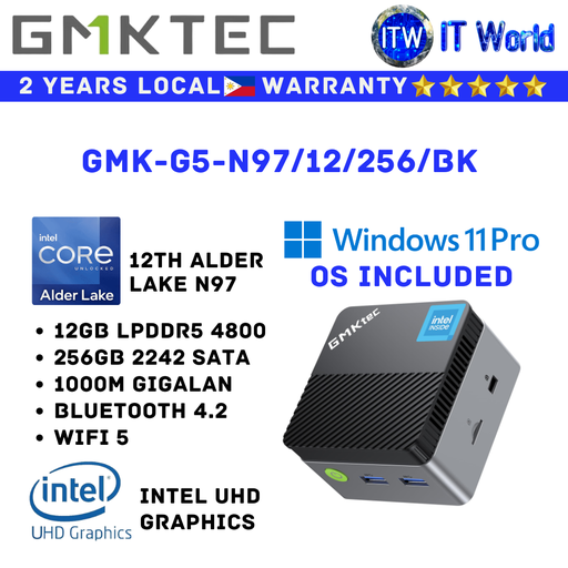 [GMK-G5-N97/12/256/BK] GMKtec Mini PC All in One Desktop PC Nucbox G5 (GMK-G5-N97/12/256/BK)