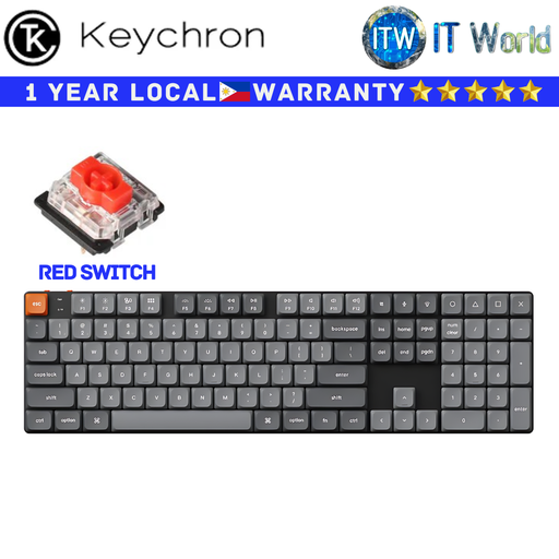 [K5MA1 - Red] Keychron Wireless Mechanical K5 Max QMK/VIA Ultra-slim White Backlight Red Switch (K5M-A1)