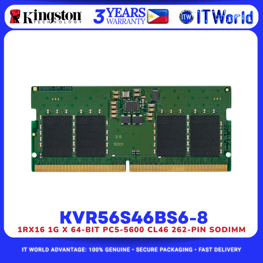 [KVR56S46BS6-8] Kingston KVR56S46BS6-8 DDR5 RAM 8GB 5600MHz SODIMM Laptop Memory