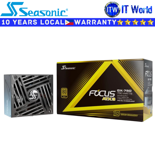 [SRP-FGX751-A5A32SF(BLACK)] Itw | Seasonic PSU 750W Power Supply Unit Focus GX-750 ATX3 (2024) 80+ Gold (SRP-FGX751-A5A32SF(BLACK)