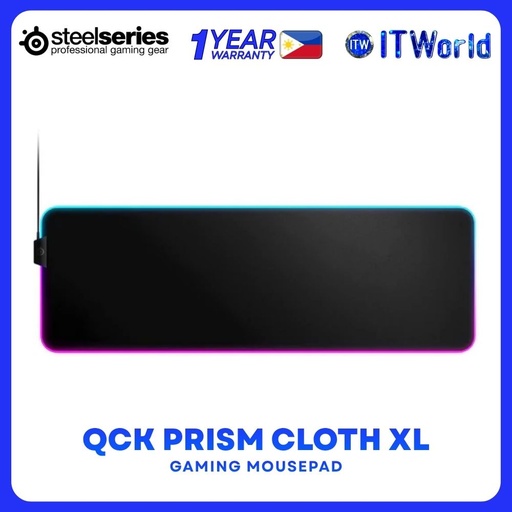 [Qck Prism XL 63826] Steelseries QCK Prism Cloth XL Durable Non-Slip Rubber Based RGB  Gaming Mousepad - 63826
