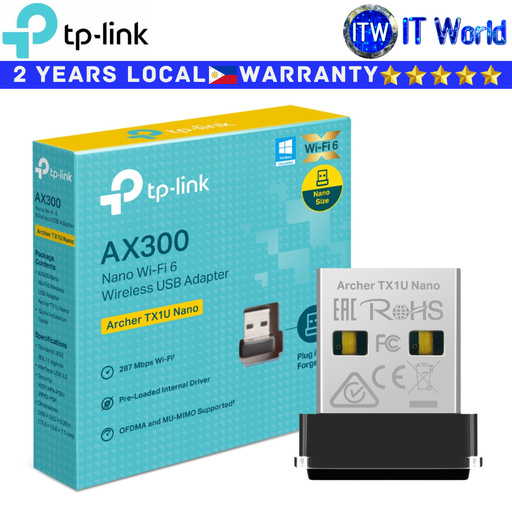 [Archer TX1U Nano] Itw | TP-Link Wireless USB Adapter Archer TX1U AX300 Nano Wi-Fi 6 Compact and Portable