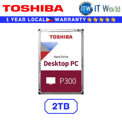 [TOSHIBA P300 2TB] Toshiba Hard Drive HDD P300 2TB Desktop PC 3.5" SATA 6Gbit/s Internal (2TB)
