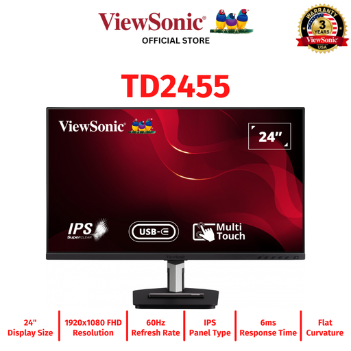 [TD2455] Itw | Viewsonic Touch Monitor TD2455 24" 1920x1080 FHD / 60Hz / IPS / 6ms / In-Cell with USB-C