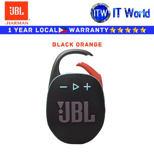 [JBL CLIP 5 BLACK ORANGE] JBL Harman Bluetooth Speaker Clip 5 Portable (Black Orange)