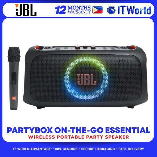 [PartyBox OTG Essential] JBL Speaker Partybox On-The-Go Essential Portable with Build-in Lights and Wireless Mic