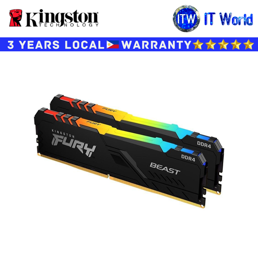 [KF432C16BBAK2/16] Itw | Kingston DDR4 RAM 16GB (2x8GB Kit) 3200MHz FURY Beast RGB (KF432C16BBAK2/16)