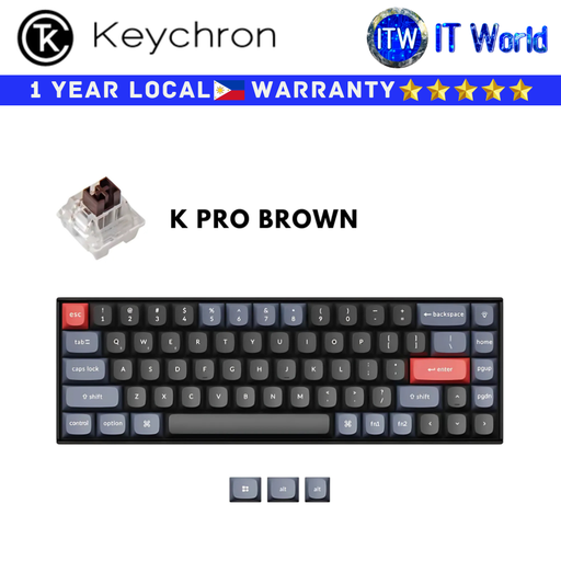 [K6PG3 - Brown] Keychron K6 Pro QMK/VIA White Backlight Hot-Swappable Wireless Mechanical Keyboard (Black)