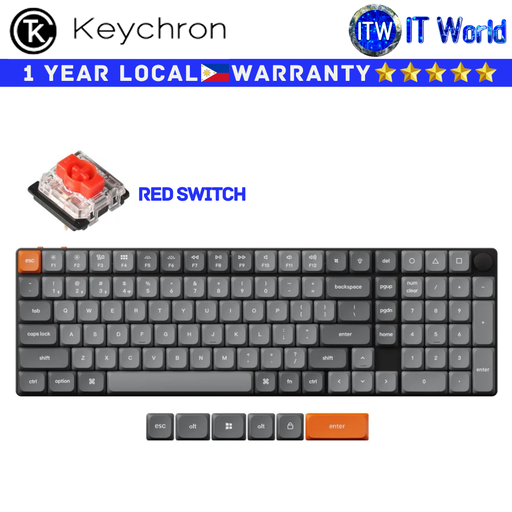 [K17M - H1] Keychron Wireless Mechanical Keyboard K17 Max QMK Black RGB Backlight (Red Switch)