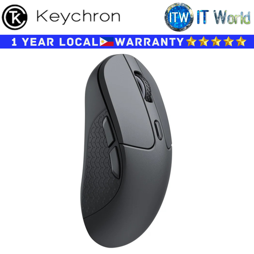 [M3-A1 - BLACK] Keychron Wireless Mouse M3 RGB Light Optical Ergonomic Design 2.4Ghz Bluetooth (Black)