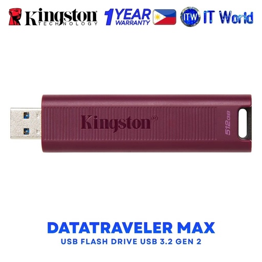 [DTMAXA/512GB] Kingston DataTraveler Max Type-A USB 3.2 Gen 2 Flash Drive Merlot - DTMAXA/512GB