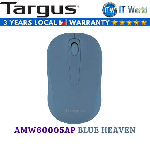 [AMW60005AP-BLUE HEAVEN] Targus W600 Wireless Optical Mouse (Black/White/Red/Blue/Zephy Pink/Blue Heaven/Quarry Gray/Granite Green) (Blue Heaven)