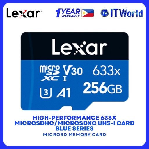 [LSDMI256BB633A] Lexar High-Performance 633x Blue Series microSDHC/microSDXC UHS-I Card - 256GB