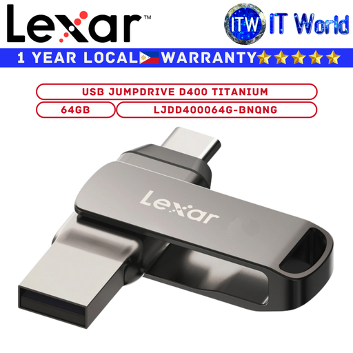 [LJDD400064G-BNQNG] Lexar USB Flash Drive JumpDrive D400 Titanium USB 3.1 Type C 64GB (LJDD400064G-BNQNG)
