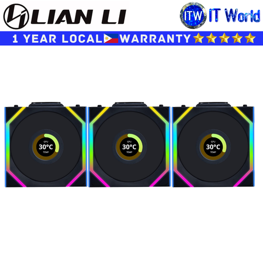 [G99.12RSLLCD1W3B.00] Lian Li Computer PC Fan Uni Fan SL Wireless LCD 120 Reverse Blade Triple Fan Black (G99.12RSLLCD1W3B.00)