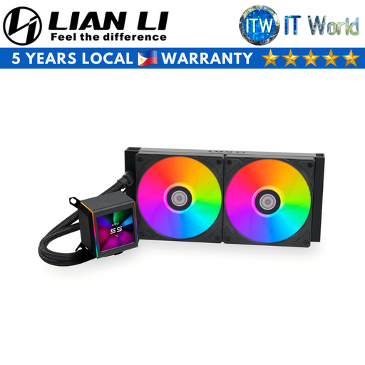 [GA2ALCD28B] Lian Li Galahad II LCD 280 AIO Fluid Dynamic Bearing CPU Cooler (Black | White) (Black)