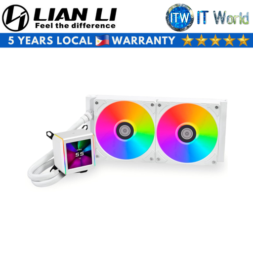[GA2ALCD28W] Lian Li Galahad II LCD 280 AIO Fluid Dynamic Bearing CPU Cooler (Black | White) (White)