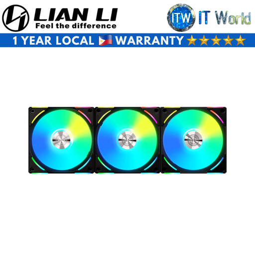 [UF-AL120V2-3B BLACK] Lian Li Uni Fan AL120 V2 RGB Revolutionized Daisy-Chain Triple Fan Pack (Black)