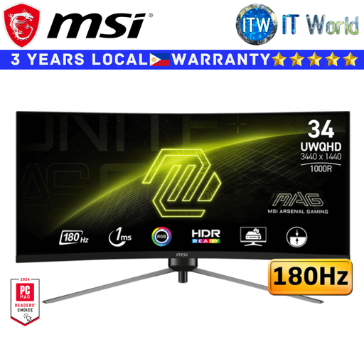 [MAG 345CQR] MSI Curved Gaming Monitor MAG 345CQR - 34" (3440 x 1440 UWQHD) / 180Hz / VA / 1ms