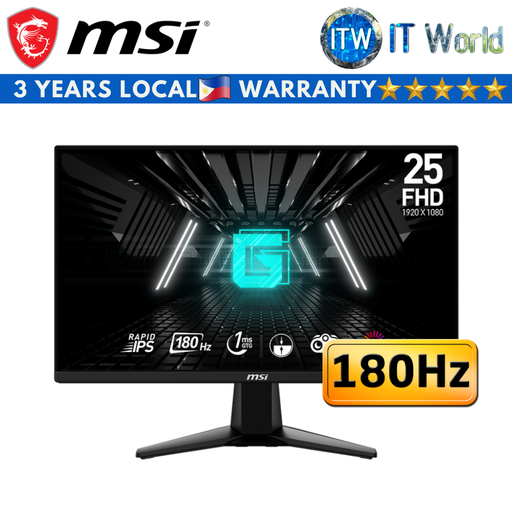 [G255F] MSI G255F 25" (1920 x 1080 FHD) / 180Hz / Rapid IPS / 1ms GTG / Anti-Glare Gaming Monitor