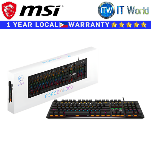 [Forge GK300 Combo Blue] MSI Gaming Wired Mechanical Keyboard Forge GK300 Black Anti-Ghosting Mechanical Blue Switches