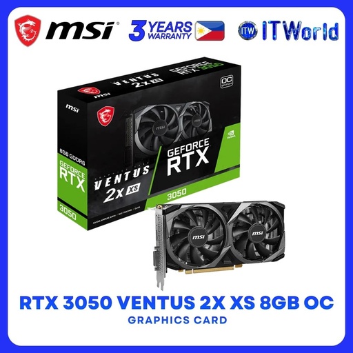 [RTX 3050 VENTUS 2X XS 8G OC] MSI GeForce RTX 3050 Ventus 2X XS 8GB GDDR6 OC Dual Fans Graphics Card