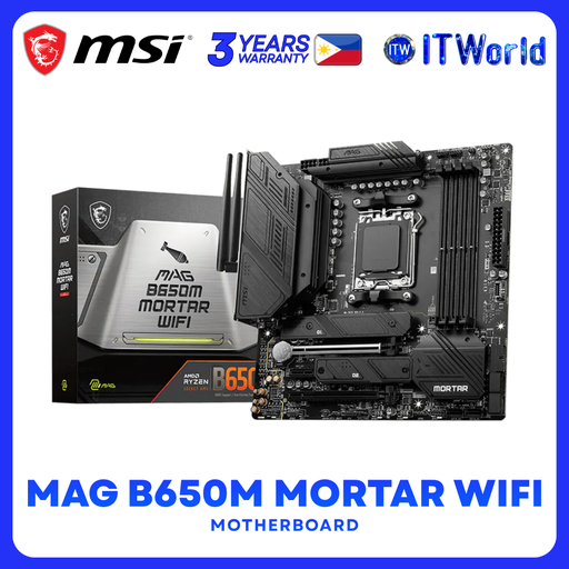 [B650M MORTAR WIFI] MSI MAG B650M MORTAR WIFI Motherboard - AM5 DDR5 - 7600+MHz - 2.5G LAN itw