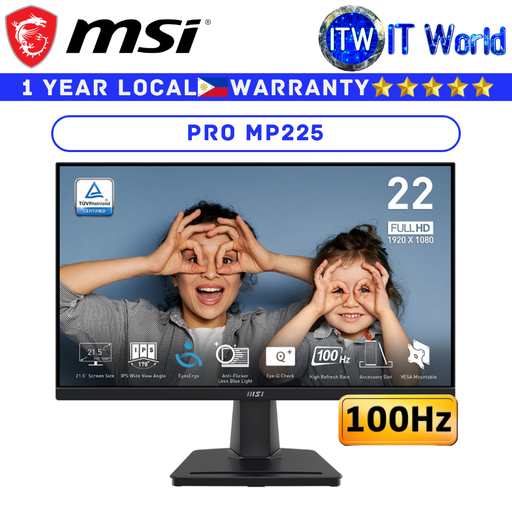 [PRO MP225] MSI Monitor Pro MP225 22" 1920x1080 FHD / 100Hz / IPS / 1ms MPRT, 4ms GTG