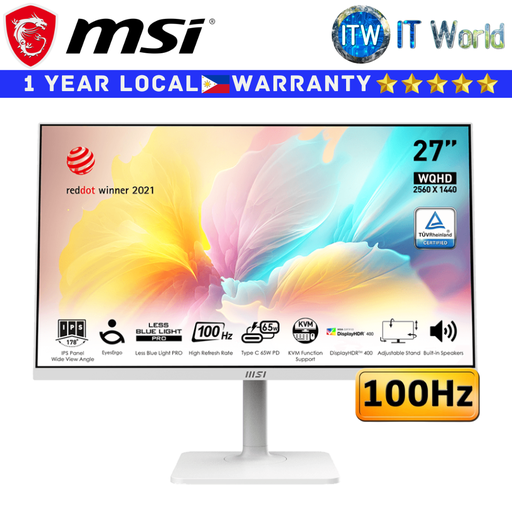 [MODERN MD272QXPW] MSI Monitor Modern MD272QXPW 27" 2560x1440 WQHD / 100Hz / IPS / 1ms MPRT, 4ms GTG / Anti-Glare
