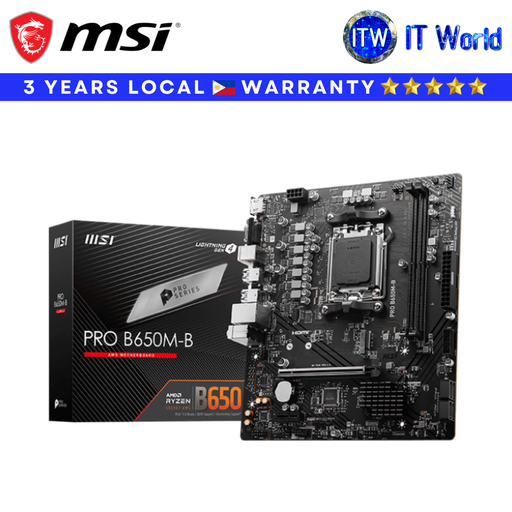 [MSI Pro B650M-B] MSI Motherboard PRO B650M-B AM5 DDR5 /PCIe 4.0/HDMI /USB 5Gbps /M.2 Gen4 - (MSI Pro B650M-B)
