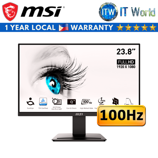 [MSI MP2412] MSI Pro MP2412 - 24" (1920 x 1080 FHD) / 100Hz / VA / 1ms MPRT (4ms GTG) / Frameless Monitor