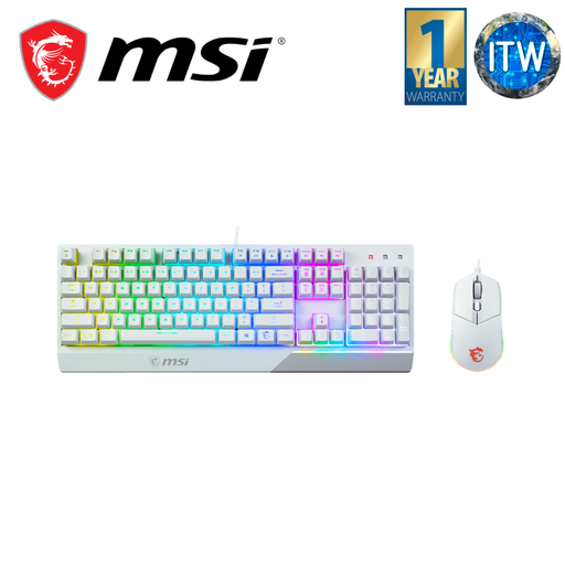 [GK30 White] MSI Vigor GK30 Keyboard and Clutch GM11 White Gaming Mouse Combo