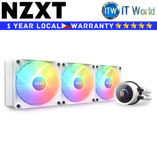 [RL-KR360-W1 - Kraken 360 RGB White] NZXT CPU Cooler Fan Kraken 360 RGB 360mm AIO Liquid Cooler with LCD Display (White)