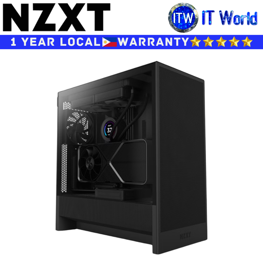[CC-H52FB-01] NZXT Computer PC Case H5 Flow Compact Mid-Tower ATX Airflow Tempered Glass (Black) | itw