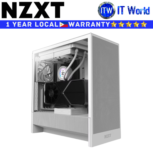 [CC-H52FW-01] NZXT Computer PC Case H5 Flow Compact Mid-Tower ATX Airflow Tempered Glass White (CC-H52FW-01)
