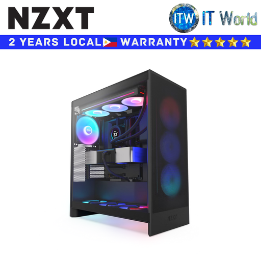 [CM-H72FB-R1] NZXT Computer PC Case H7 Flow RGB Mid-Tower ATX Airflow Case with RGB Fans (Matte Black)(CM-H72FB-R1)