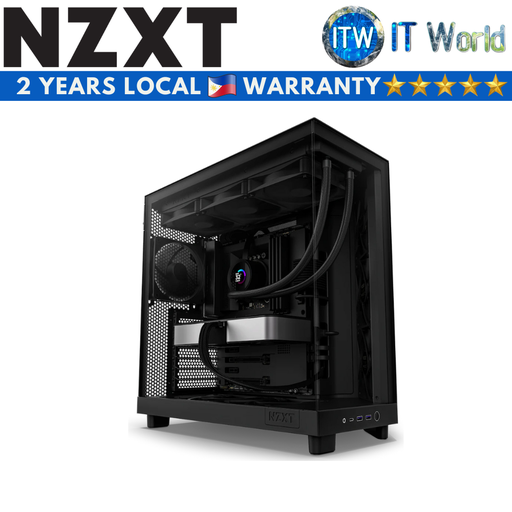 [CC-H61FB-01 H6 Flow Black] NZXT H6 Flow Compact Dual-Chamber Mid-Tower Airflow Tempered Glass PC Case (Black)
