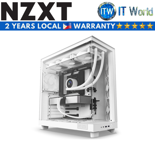 [CC-H61FW-01 H6 Flow White] NZXT H6 Flow Compact Dual-Chamber Mid-Tower Airflow Tempered Glass PC Case (White)