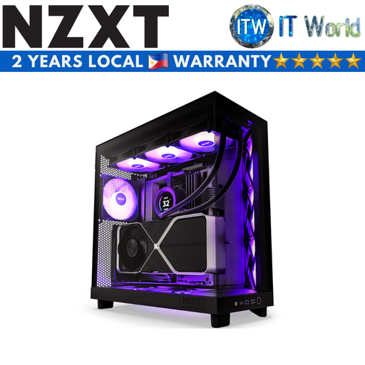 [CC-H61FB-R1 H6] NZXT H6 Flow RGB Compact Dual-Chamber Mid-Tower Airflow Tempered Glass PC Case (Black | White) (Black)