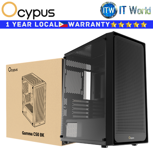 [GAMMA-C50-BKG000XX-GL] Ocypus Computer PC Case Gamma C50 mini-Tower Tempered Glass (Black)(GAMMA-C50-BKG000XX-GL)