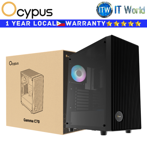 [GAMMA-C70-BKG400XX-GL] Ocypus Computer PC Case Gamma C70 ARGB High-Airflow Mid-Tower Tempered Glass Black (GAMMA-C70-BKG400XX-GL)
