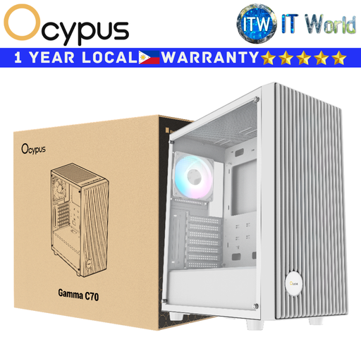 [GAMMA-C70-WHG400XX-GL] Ocypus Computer PC Case Gamma C70 ARGB High-Airflow Mid-Tower Tempered Glass White (GAMMA-C70-WHG400XX-GL)