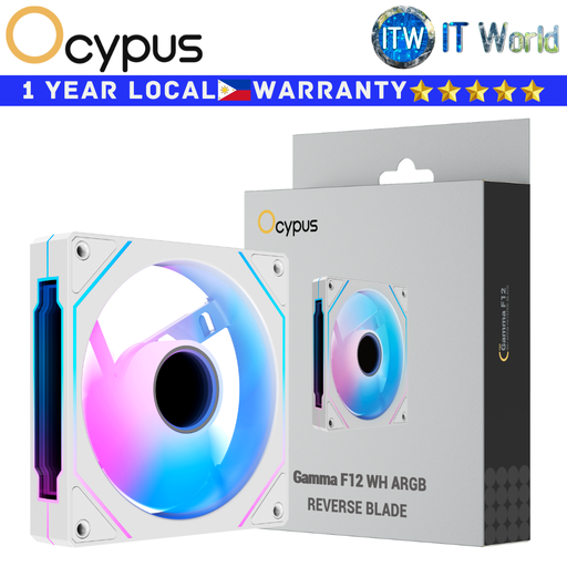 [GAMMA-F12-WH1AM01X-GL] Ocypus PC Fan Gamma F12 ARGB Reverse Blade 4-Pin PWM Hydraulic Bearing (White)(GAMMA-F12-WH1AM01X-GL)